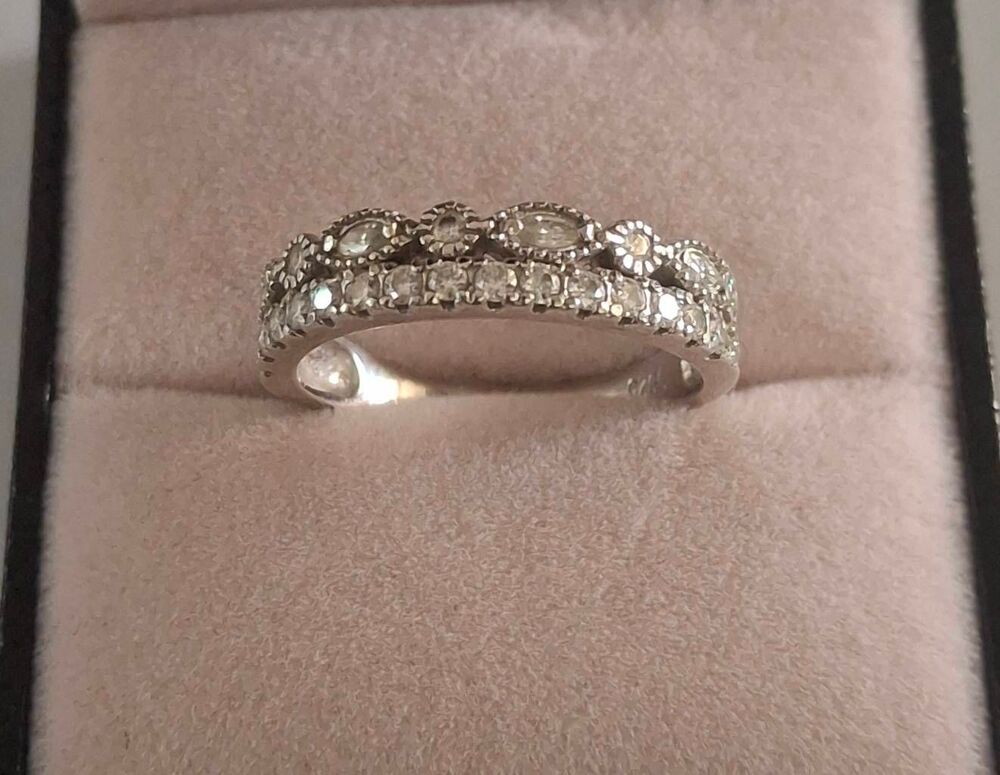 CERTIFIED GRA 1.8 Ct. Genuine Moissanite Double Filigree Design Band Ring Sz 8